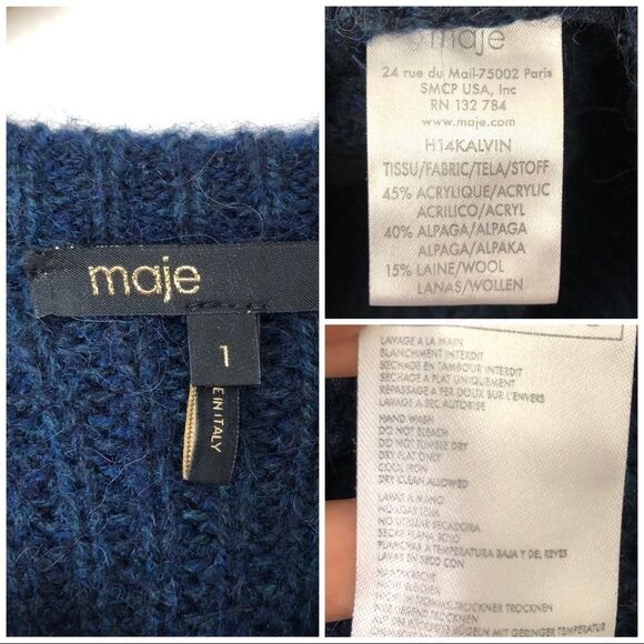 Maje Blue Crewneck pullover sweater size Small - Picture 6 of 6